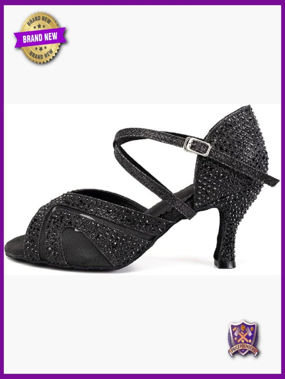 Women Rhinestone Latin Ballroom Dance Shoes Salsa Practice Performance